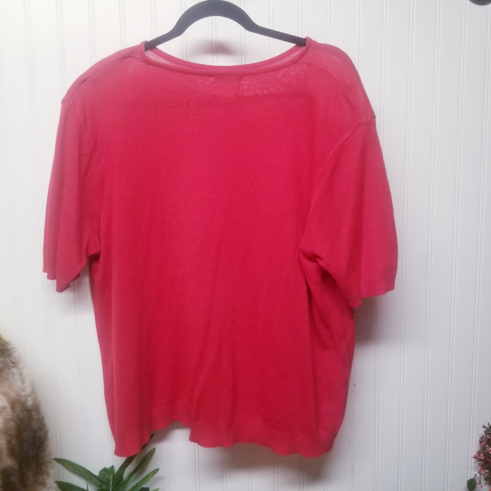 Vintage Leslie Fay Red Short Sleeve Top Size 2X